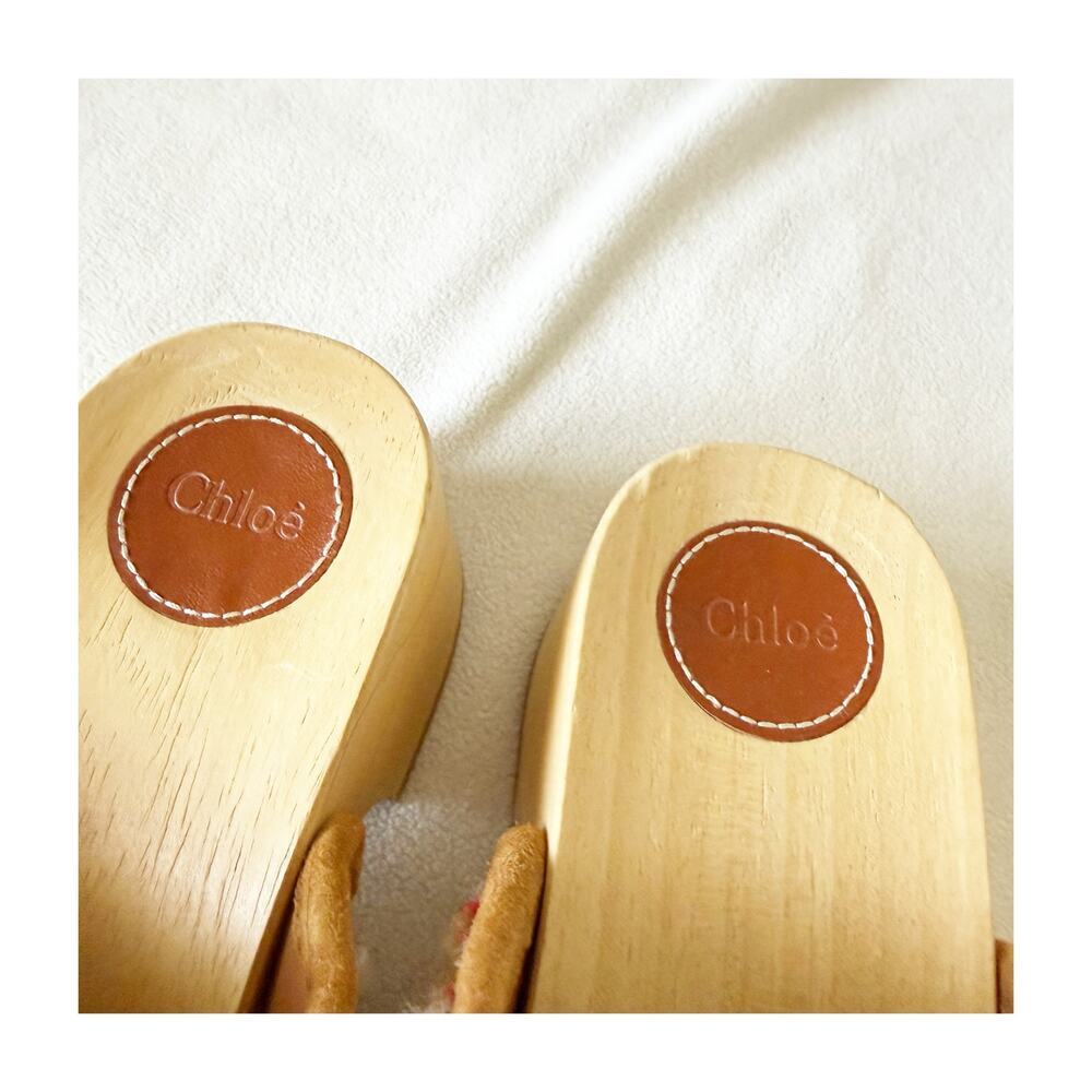 Chloe Joy Shearling Clog Mule Floral Embroidered Cream Size 38 - Picture 3 of 8